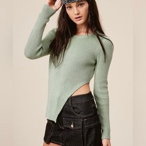 Seafoam Side Slit Ribbed Sweater, size Medium, New With Tags!